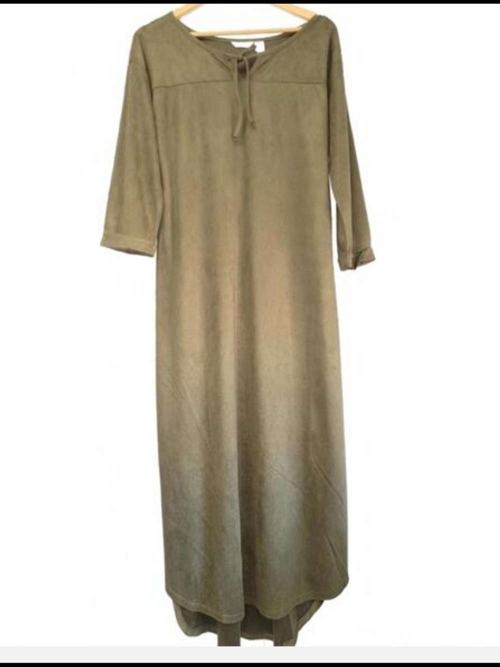 Kaktus Green Faux Suede Dress Nwt Olive Green Long Sleeve Maxi Dress wTie Neck